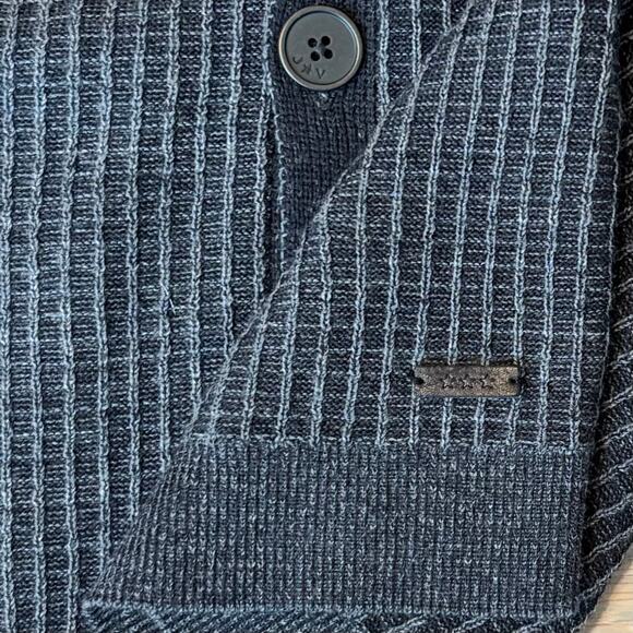 John Varvatos Shawl Collar Cardigan Sweater Wool Blend Charcoal Mens Size Large - Picture 4 of 8